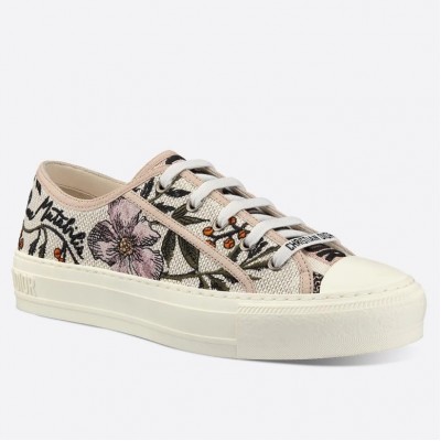 Dior Walk'n'Dior Sneakers In Rosa Mutabilis Embroidered Cotton TDSS12875