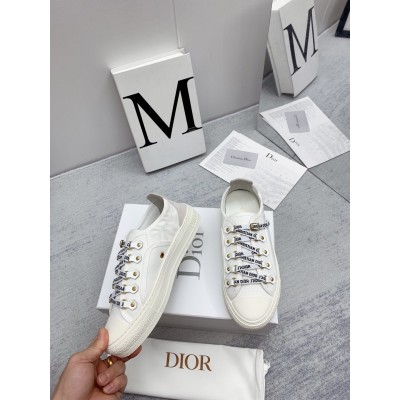 Dior Walk'n'Dior Sneakers in White Canvas and Suede Calfskin TDSS12877