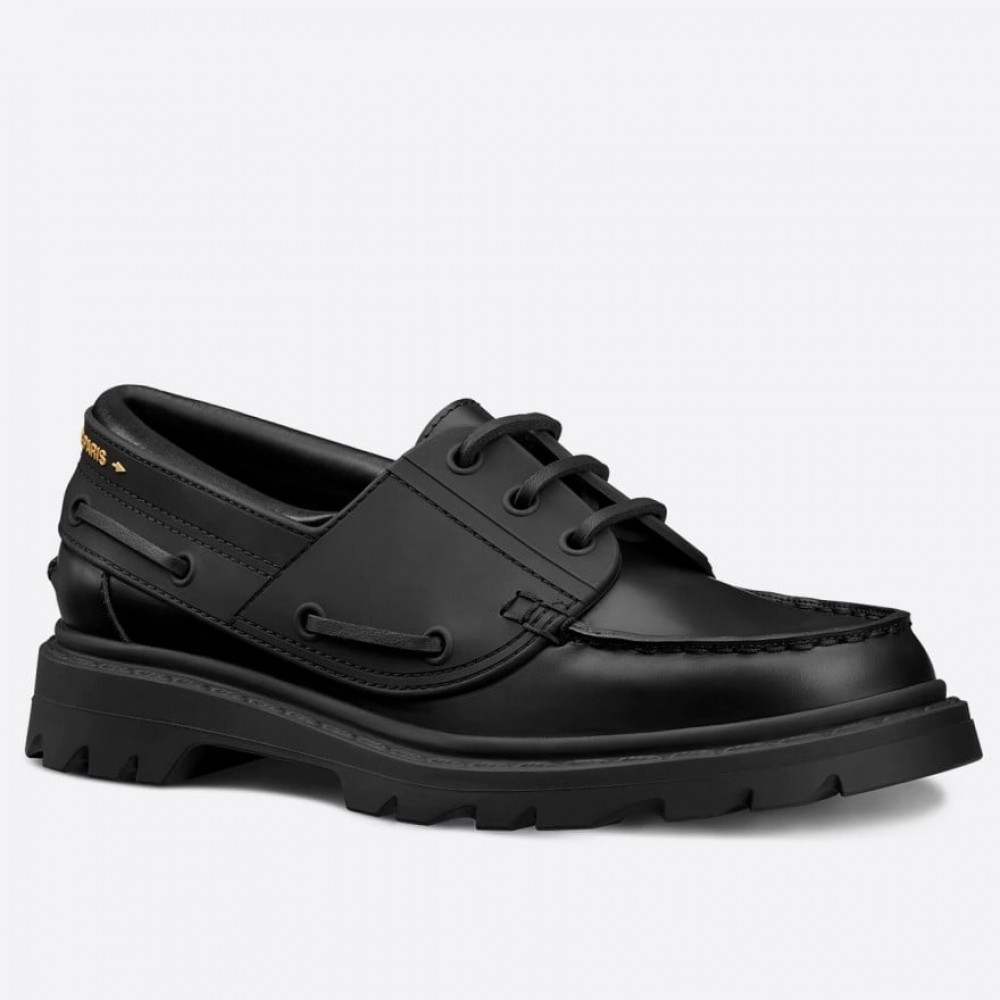 Dior Walker Boat Shoes In Black Calfskin TDSS12838