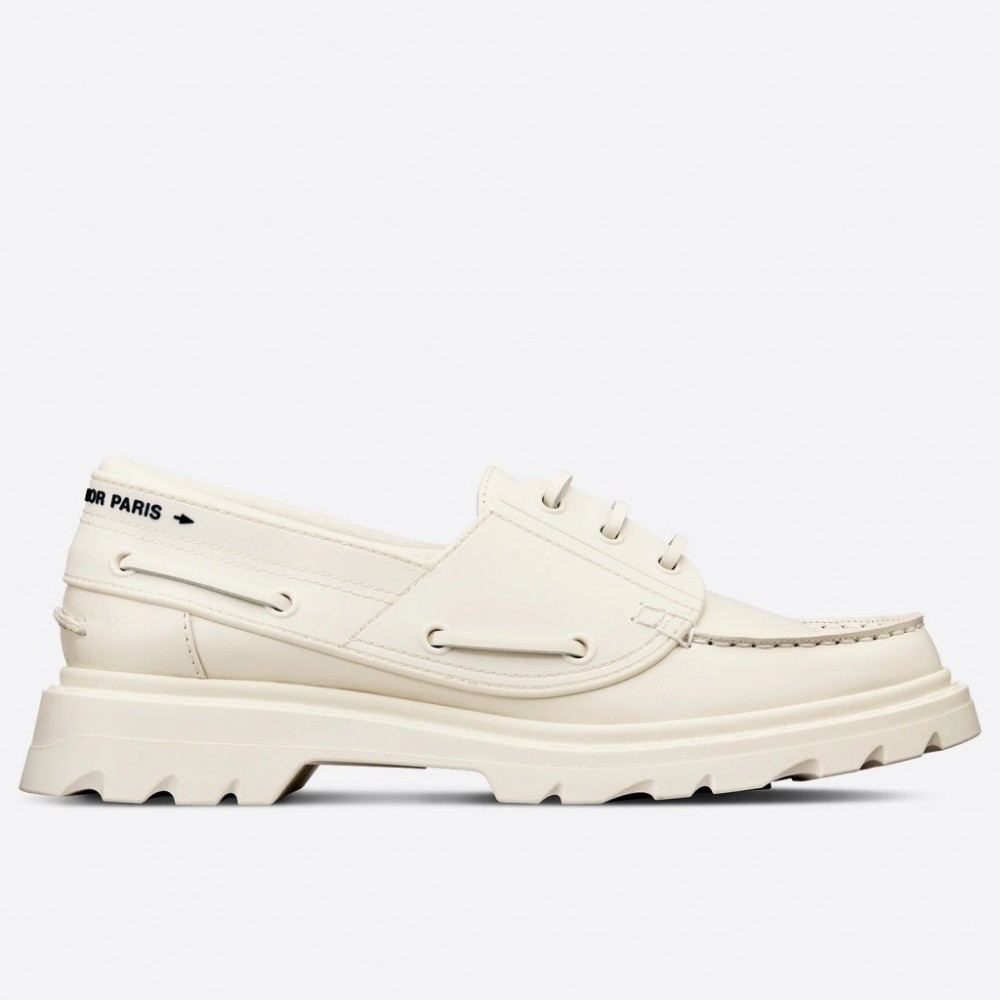 Dior Walker Boat Shoes In White Calfskin TDSS12839