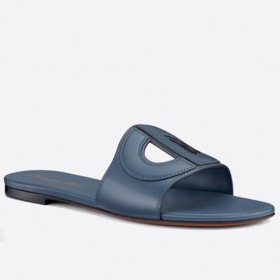 Dior D-Club Slides In Blue Calfskin TDSS12879