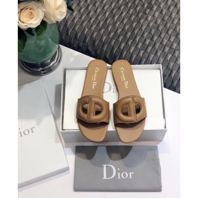 Dior D-Club Slides In Brown Calfskin TDSS12880