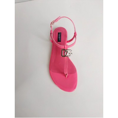 Dolce & Gabbana DG Thong Sandals In Pink Patent Leather TDSS12891