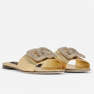 Dolce & Gabbana Foiled iguana-print Slides with Rhinestone DG TDSS12893