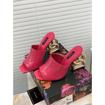 Dolce & Gabbana Fuchsia Patent Mules with DG Pop Heel TDSS12894