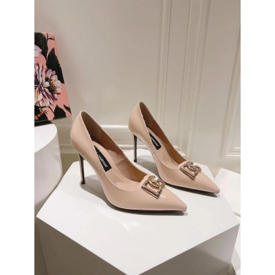 Dolce & Gabbana Lollo Pumps 90mm in Beige Patent Leather TDSS12898