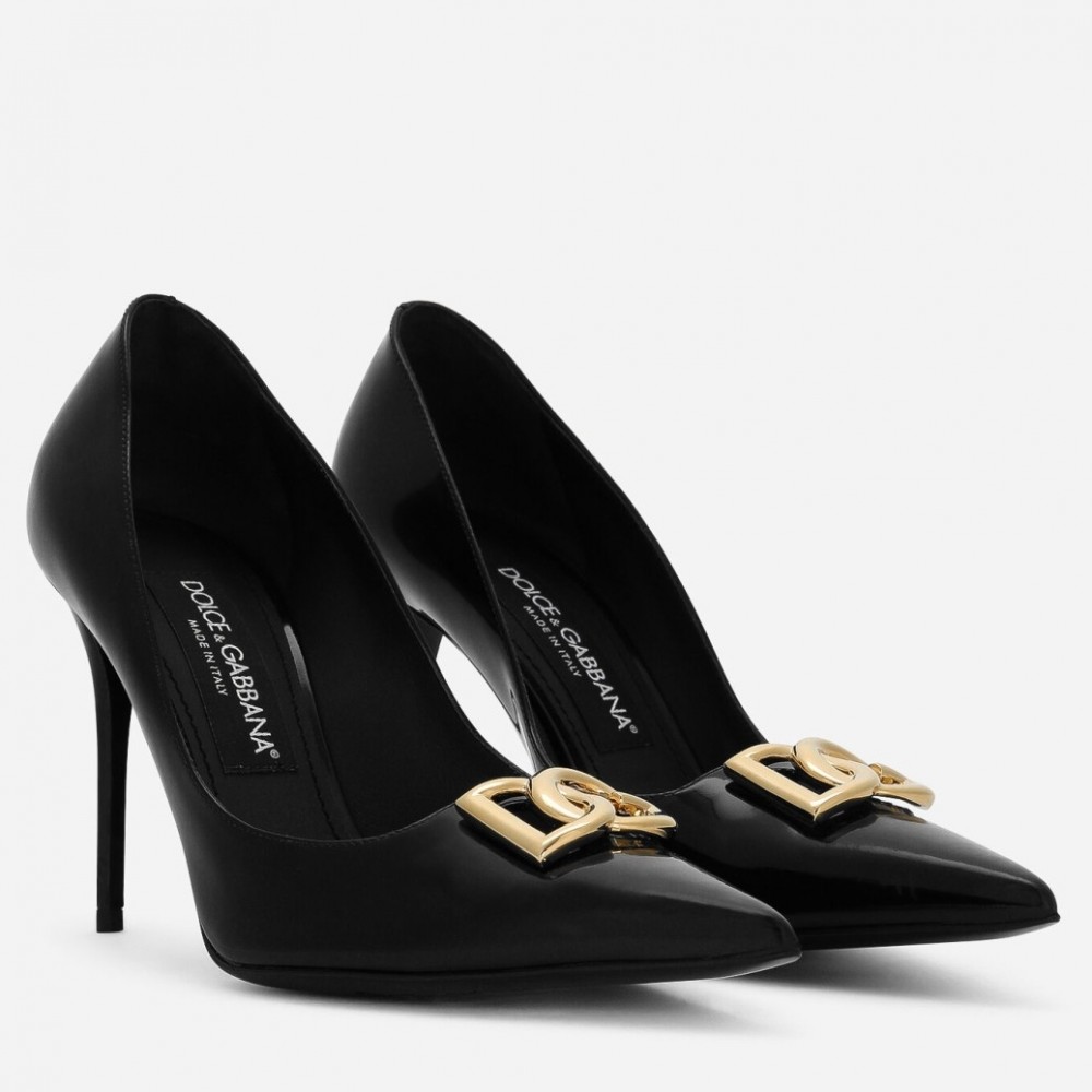 Dolce & Gabbana Lollo Pumps 90mm in Black Patent Leather TDSS12899