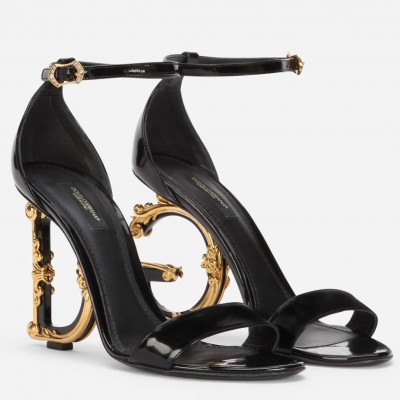 Dolce & Gabbana Patent Sandals with Baroque DG Heel TDSS12925