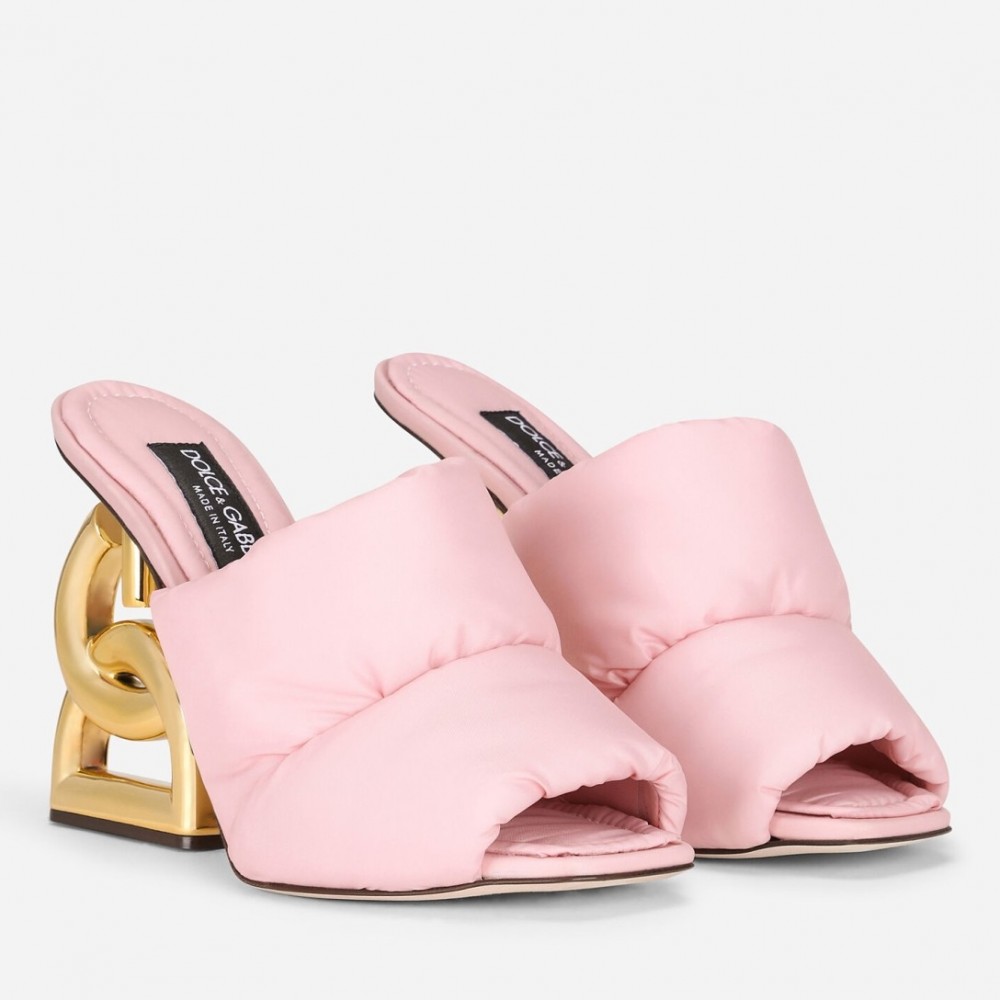 Dolce & Gabbana Pink Down-padded Mules with DG Pop Heel TDSS12926