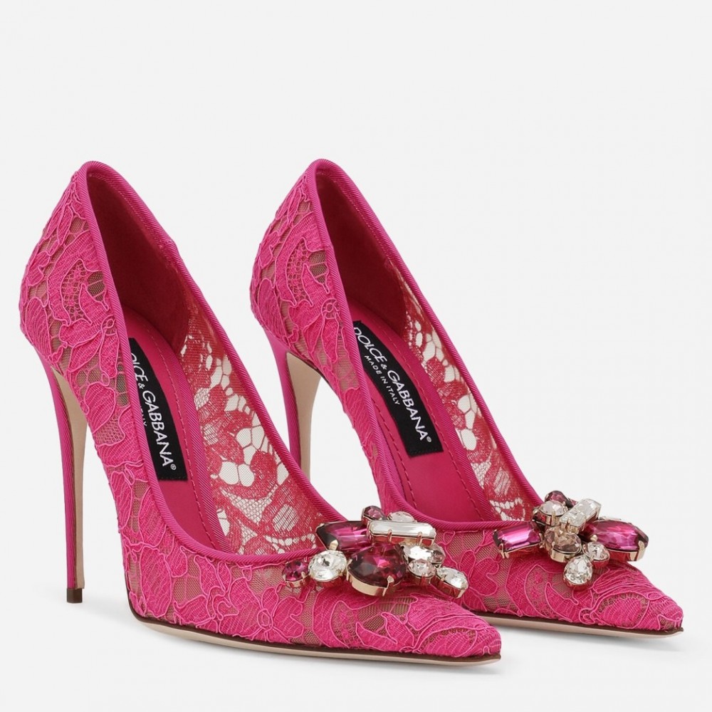 Dolce & Gabbana Rainbow Pumps 105mm in Fuchsia Lace TDSS12928