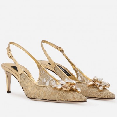 Dolce & Gabbana Rainbow Slingbacks Pumps 60mm in Gold Lace TDSS12930