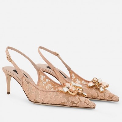 Dolce & Gabbana Rainbow Slingbacks Pumps 60mm in Nude Lace TDSS12931