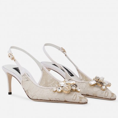 Dolce & Gabbana Rainbow Slingbacks Pumps 60mm in White Lace TDSS12932