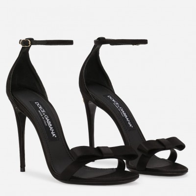 Dolce & Gabbana Sandals in Black Satin with Bow TDSS12936