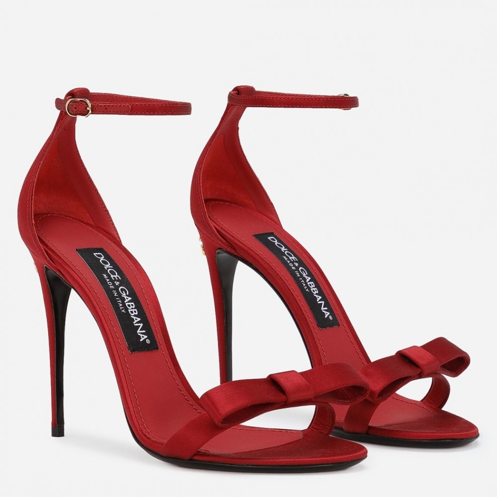 Dolce & Gabbana Sandals in Red Satin with Bow TDSS12937