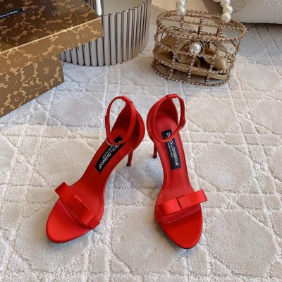 Dolce & Gabbana Sandals in Red Satin with Bow TDSS12937