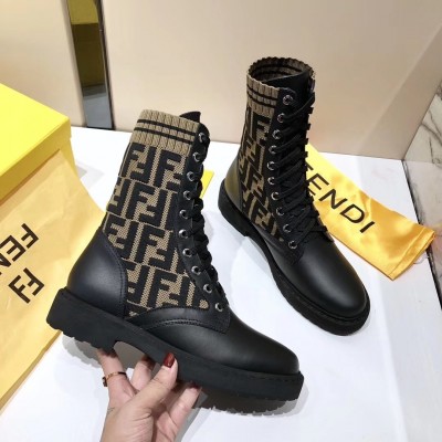 Fendi Ankle Boots In Leather With FF Fabric TDSS12965