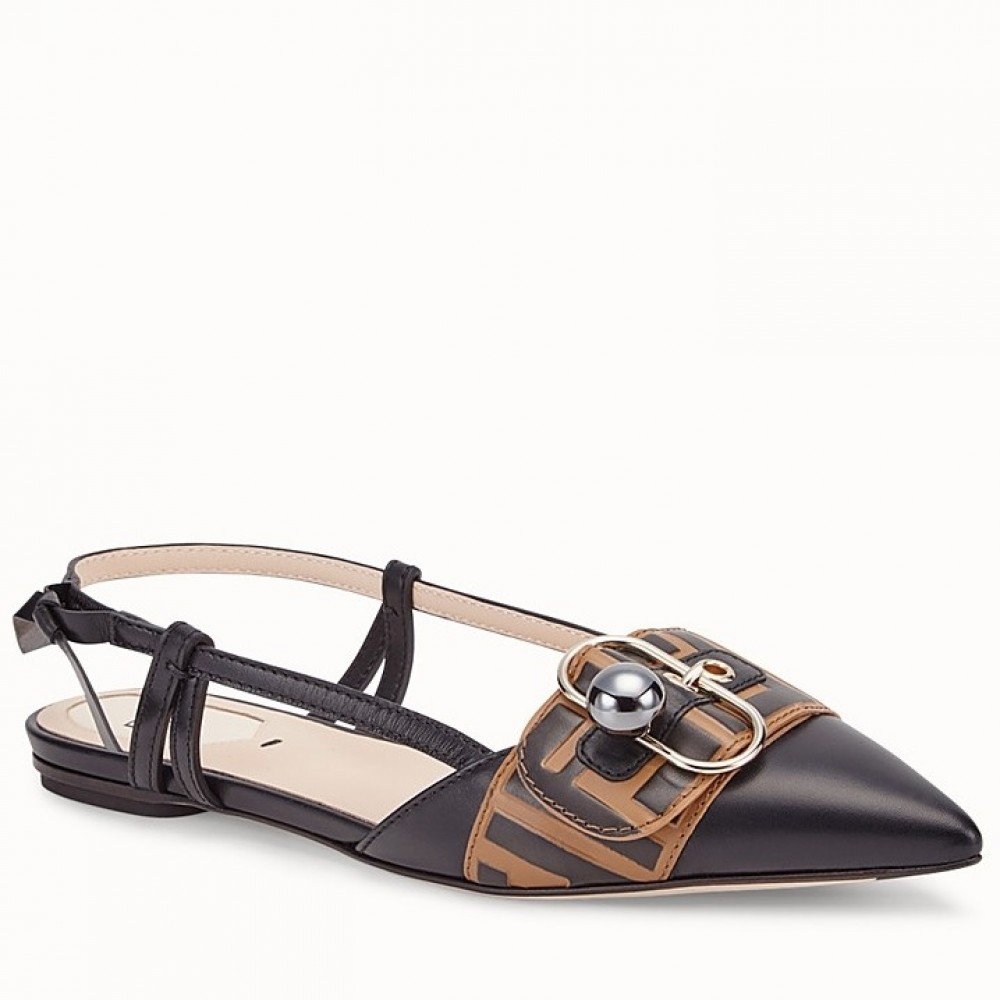 Fendi Black Ankle Strap Slingbacks TDSS12966