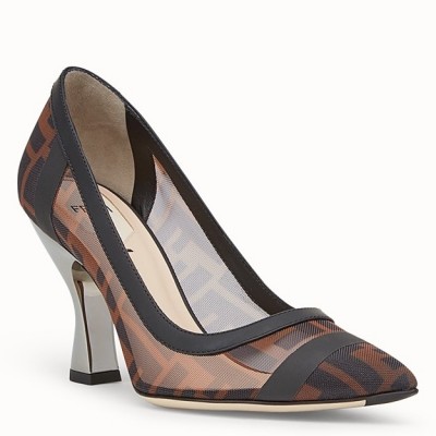 Fendi Black Colibri Logo-print Mesh Pumps 85mm TDSS12968