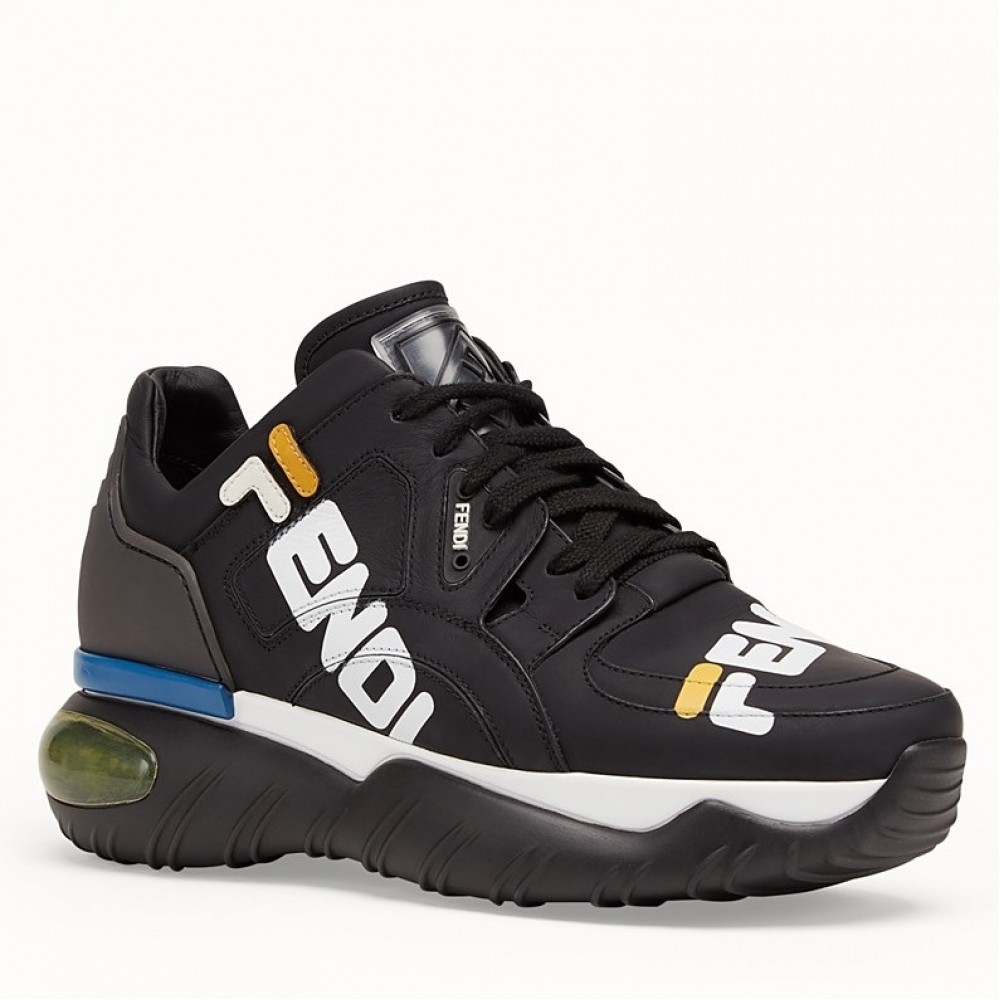 Fendi Black Logo-print Leather Sneakers TDSS12971