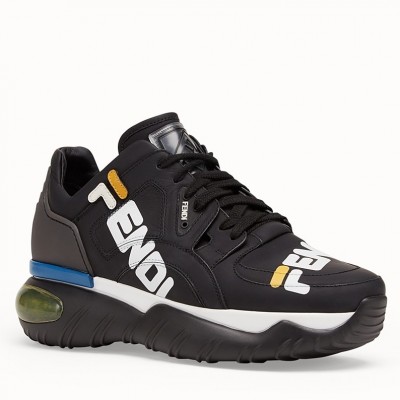 Fendi Black Logo-print Leather Sneakers TDSS12971