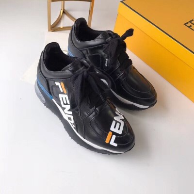 Fendi Black Logo-print Leather Sneakers TDSS12971