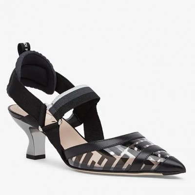 Fendi Black PU Colibri Slingbacks 55mm Pumps TDSS12975