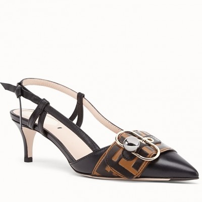 Fendi Black Slingbacks With Pointed Toe And Slender Heel TDSS12978