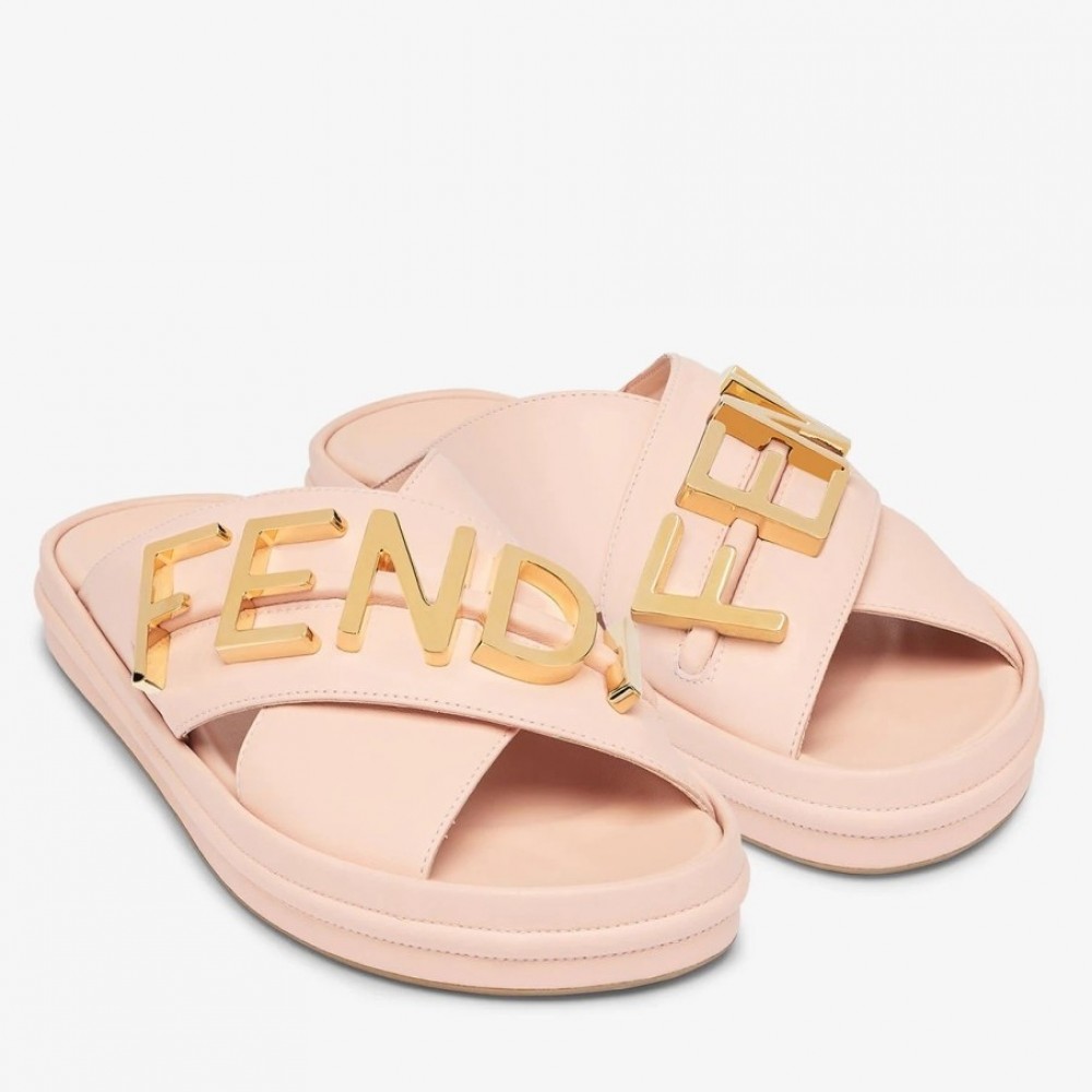 Fendi Fendigraphy Slides In Pink Calfskin TDSS12983