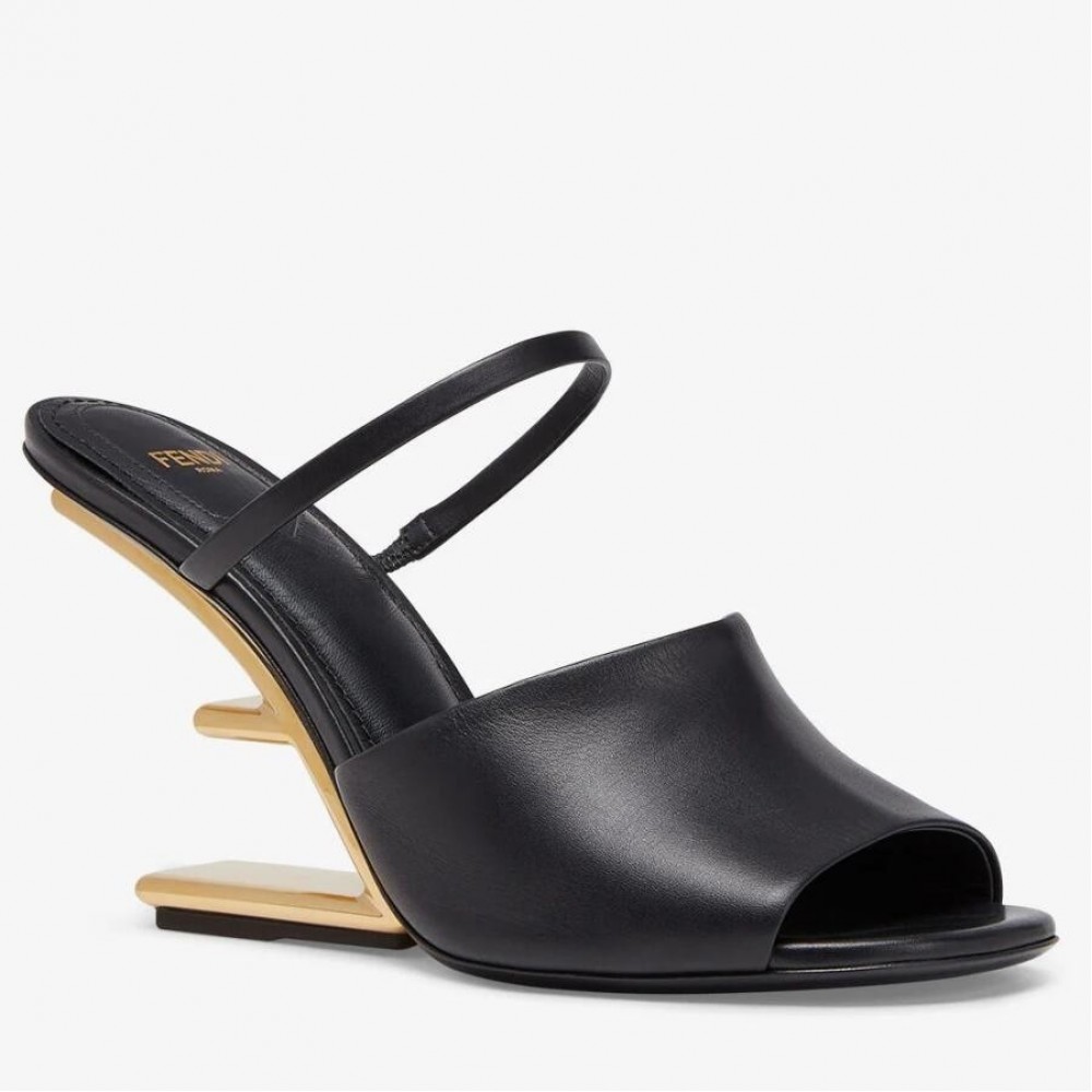 Fendi First Sandals 95mm In Black Calfskin TDSS12986