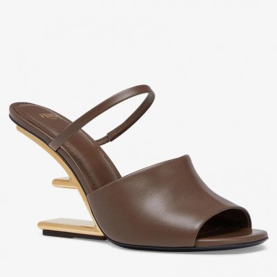 Fendi First Sandals 95mm In Dark Brown Calfskin TDSS12987