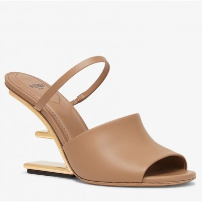 Fendi First Sandals 95mm In Light Brown Calfskin TDSS12988