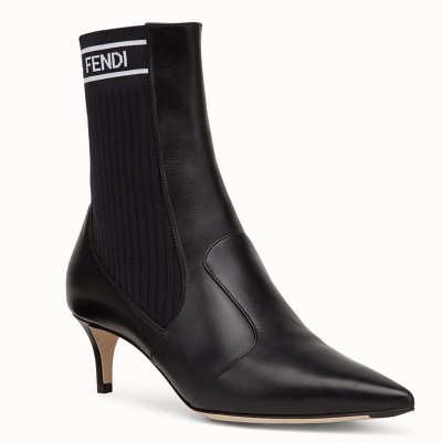 Fendi Leather And Stretch Fabric Ankle Boots TDSS12991