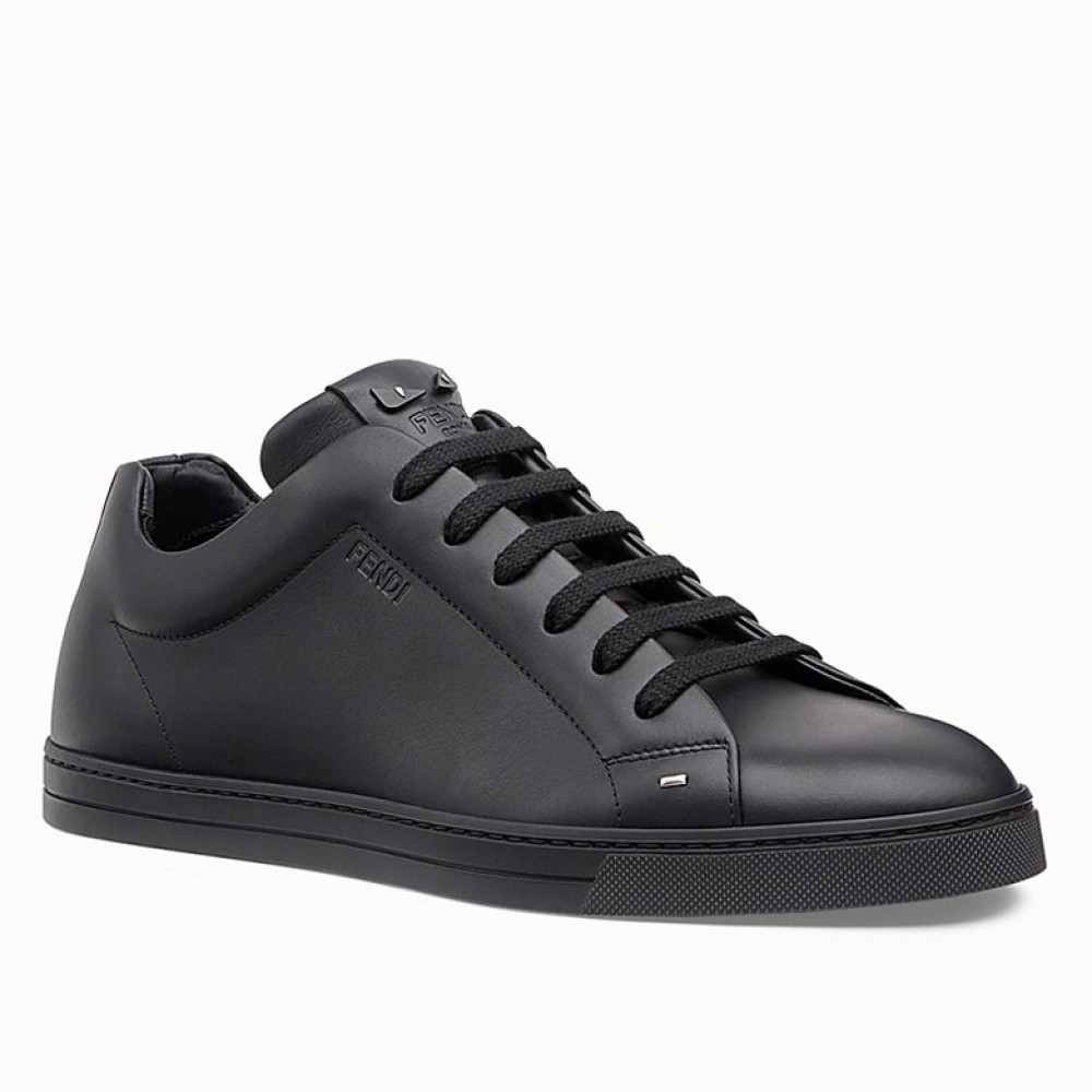 Fendi Lace-up Sneakers In Black Leather TDSS12995