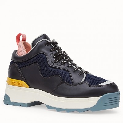 Fendi T-Rex Sneakers In Black Calfskin And Technical TDSS13010