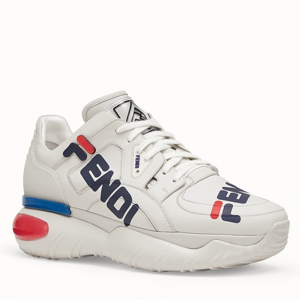 Fendi White Logo-print Leather Sneakers TDSS13015