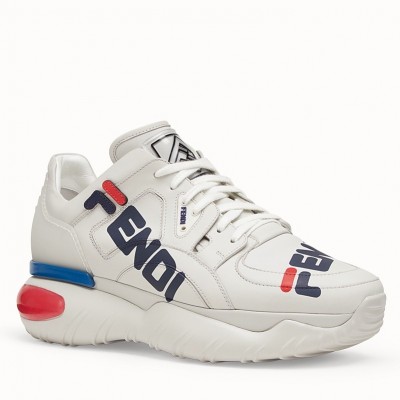 Fendi White Logo-print Leather Sneakers TDSS13015