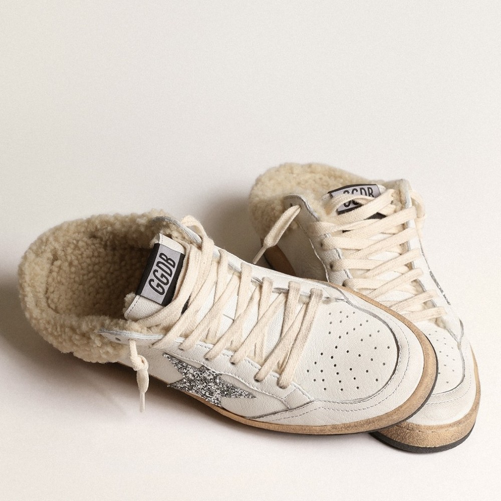 Golden Goose Ball Star Sabots with Glitter Star and Shearling Lining TDSS13022