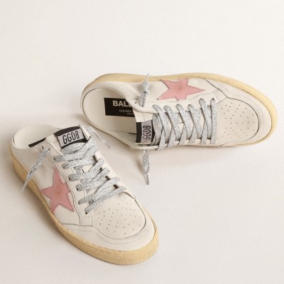 Golden Goose Ball Star Sabots with Pink Leather Star TDSS13024