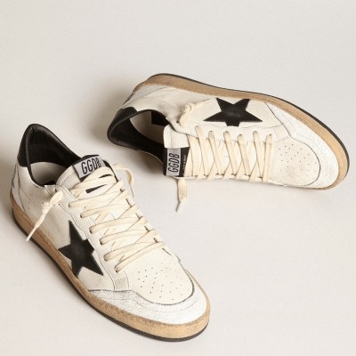 Golden Goose Ball Star Sneakers with Black Star and Heel Tab TDSS13026