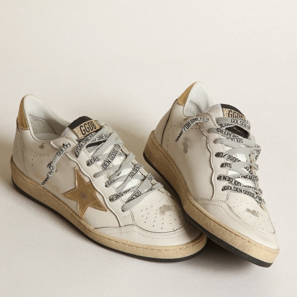 Golden Goose Ball Star Sneakers with Gold Star and Heel Tab TDSS13027