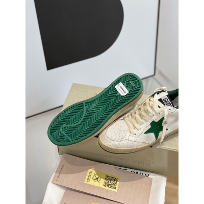 Golden Goose Ball Star Sneakers with Green Star and Heel Tab TDSS13028