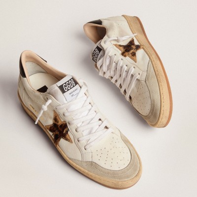 Golden Goose Ball Star Sneakers with Leopard Print Pony Star TDSS13029