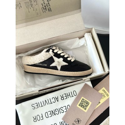 Golden Goose Black Ball Star Sabots with Shearling Lining TDSS13036