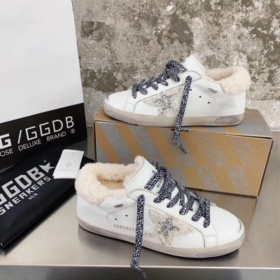 Golden Goose Super-Star Shearling Sneakers with Leopard Laces TDSS13043