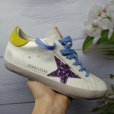 Golden Goose Super-Star Sneakers With Fuchsia Glitter Star TDSS13044