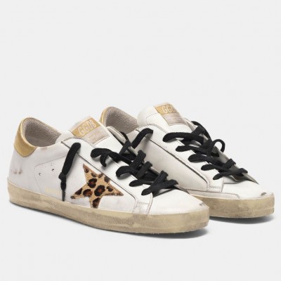 Golden Goose Super-Star Sneakers with Leopard Star TDSS13045