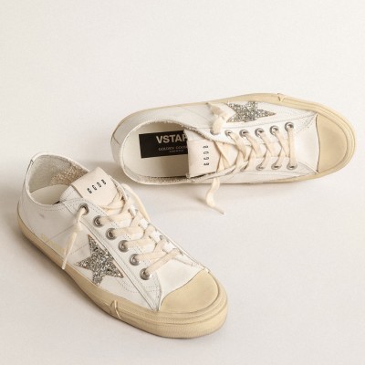 Golden Goose V-Star Sneakers with Glitter Star TDSS13051