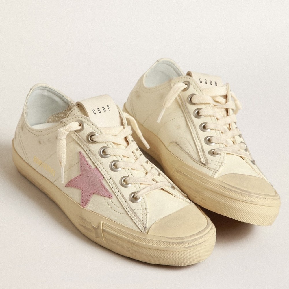 Golden Goose V-Star Sneakers with Pink Suede Star TDSS13053