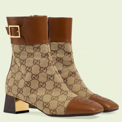 Gucci Ankle Boots in Beige GG Supreme with Leather TDSS26001